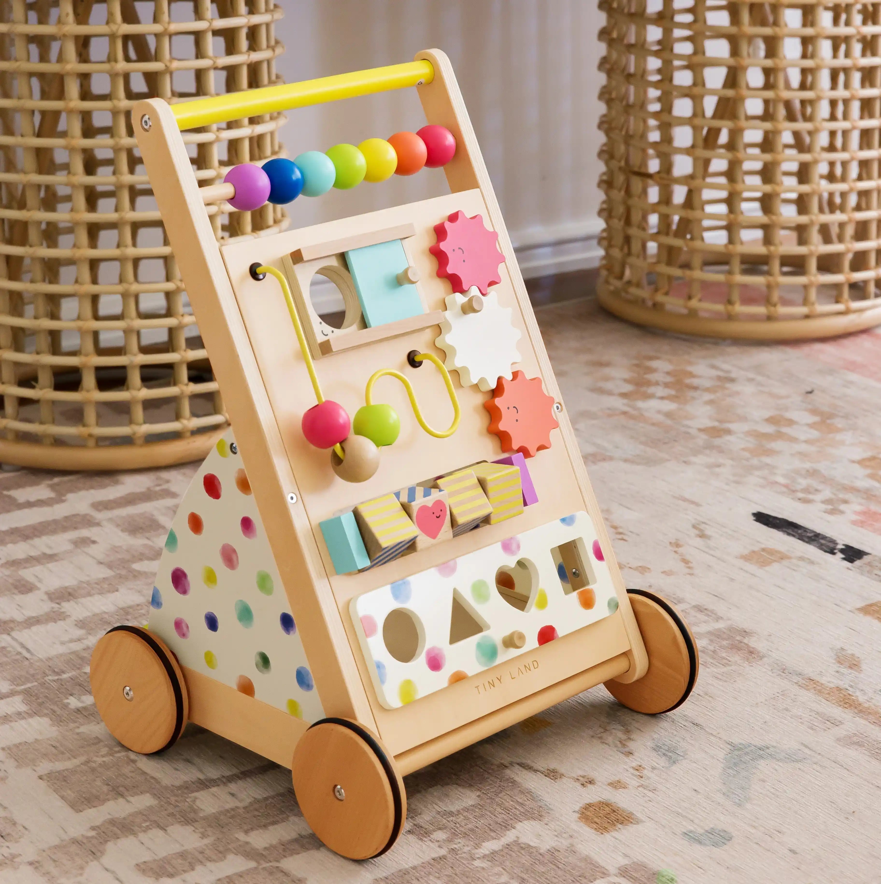Tiny Land® Premium Natural Wooden Activity Walker in - baby walker photo