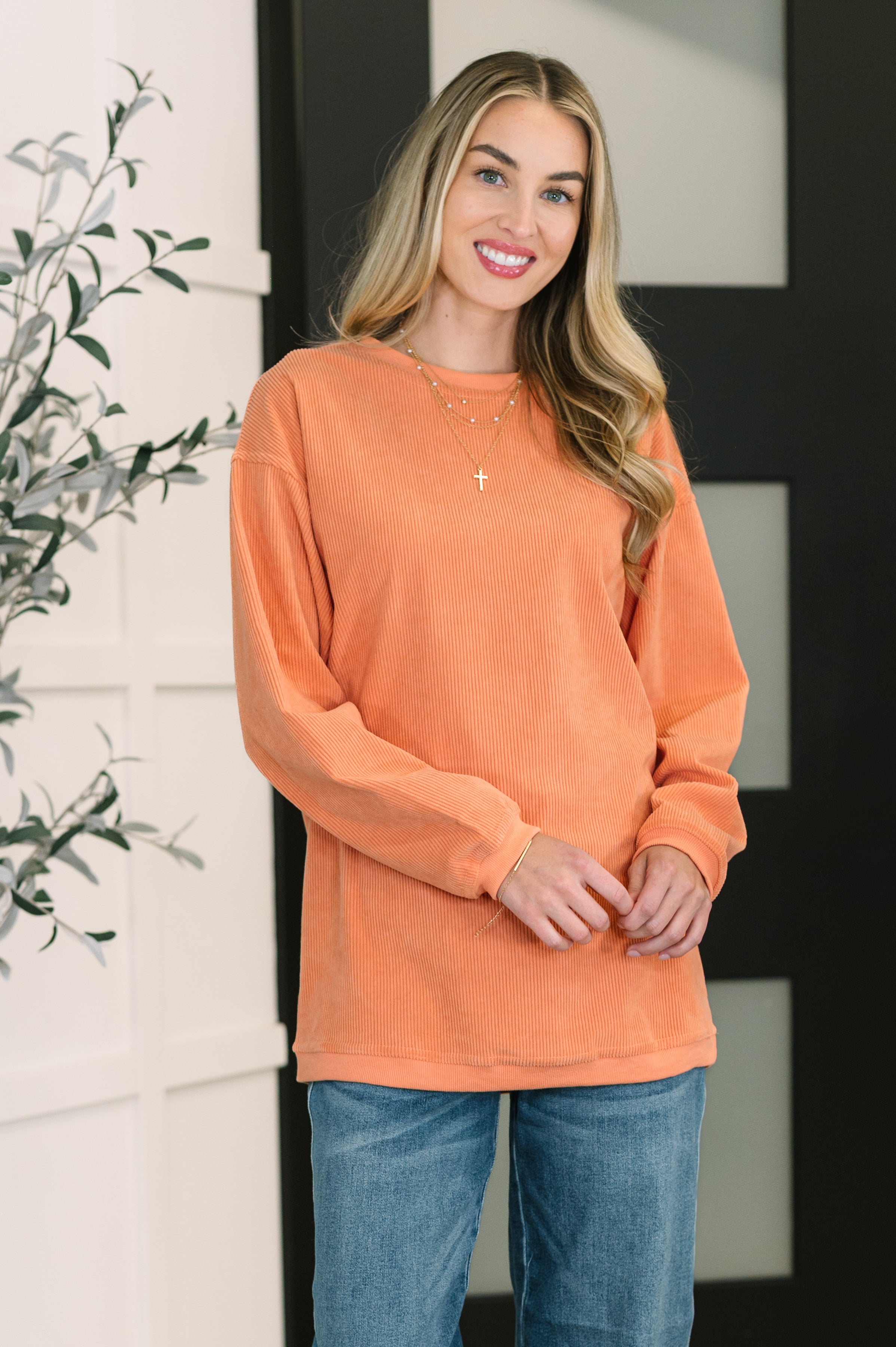 Taking A Drive Oversized Corded Sweatshirt in - Womens photo