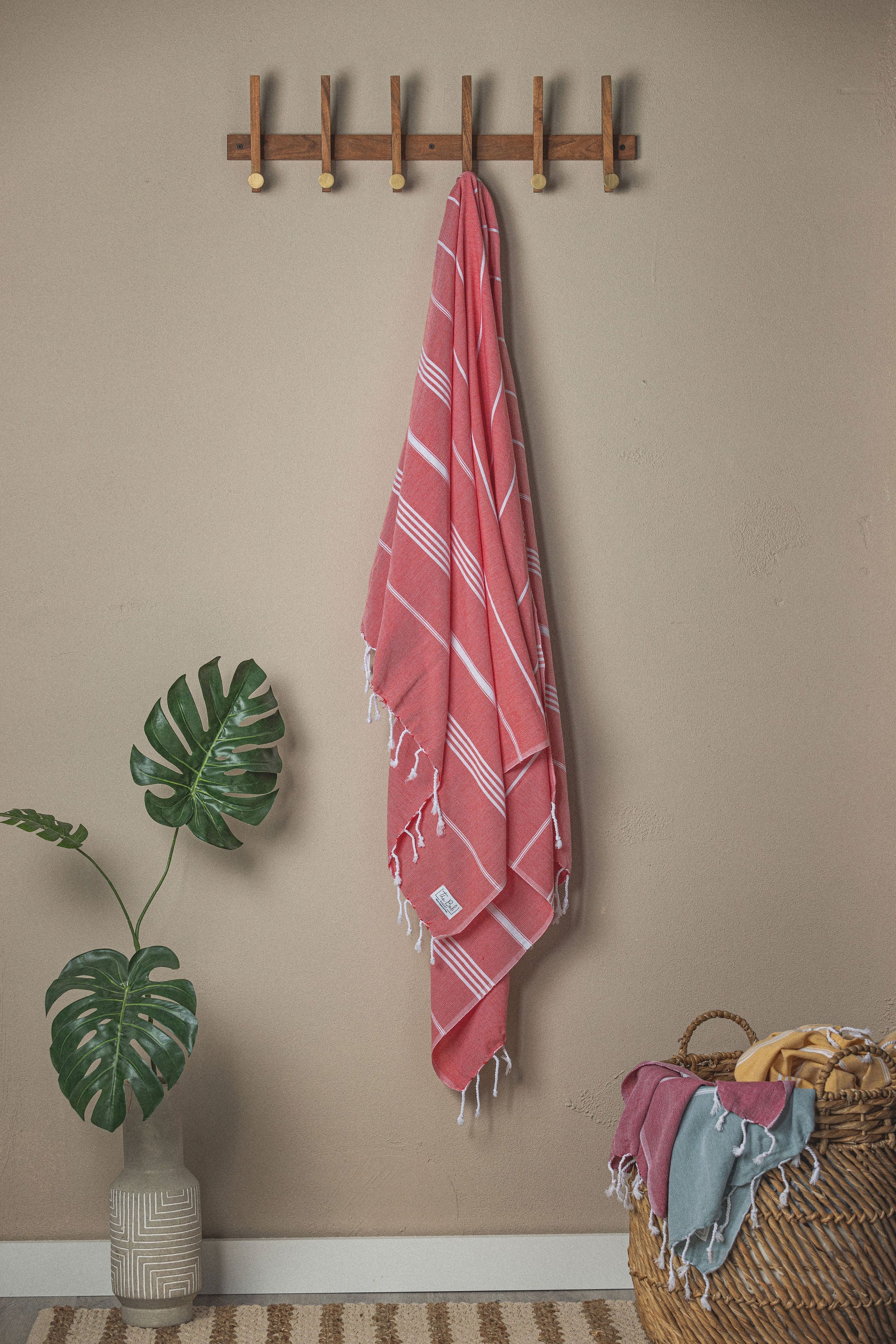 Perfect Classic Towel Collection – 40”x70” Lightweight Organic Turkish Cotton Towels in Red - Beach Towel photo