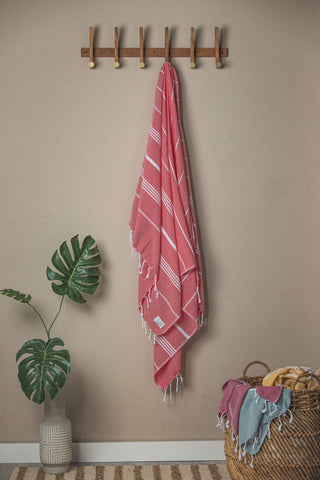 Perfect Classic Towel Collection – 40”x70” Lightweight Organic Turkish Cotton Towels in Red - Beach Towel photo