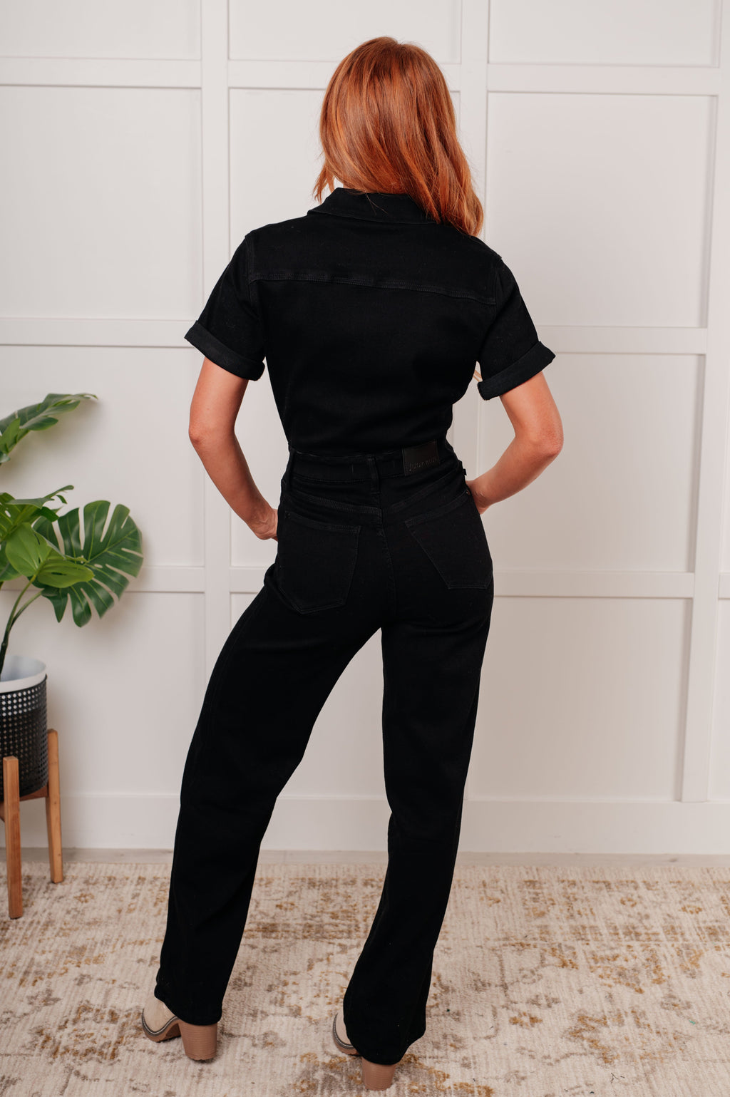 Judy Blue Tilda Short Sleeve Control Top Denim Jumpsuit in - Womens photo