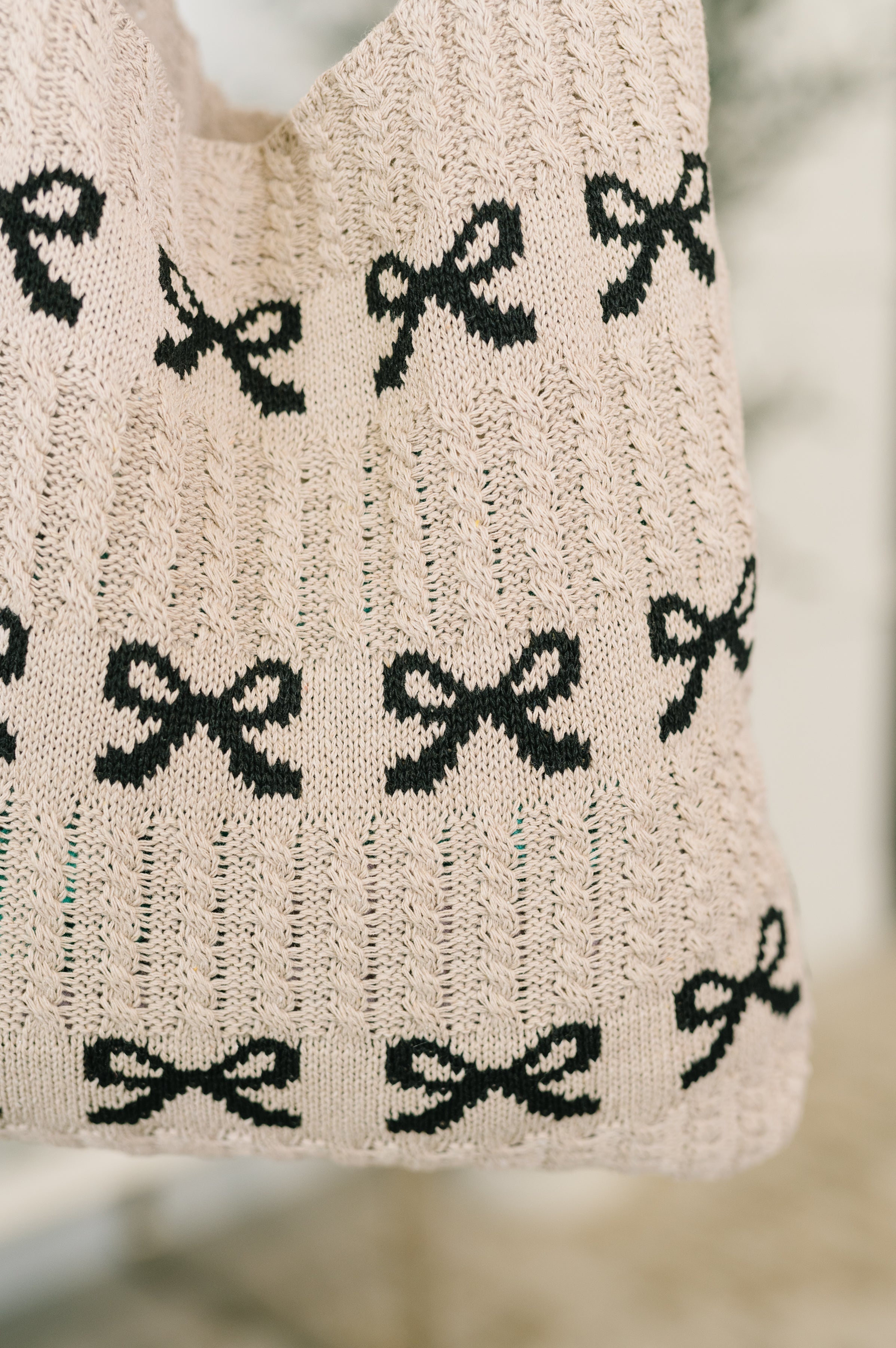 Topped With a Bow Knit Tote Bag in - Womens photo