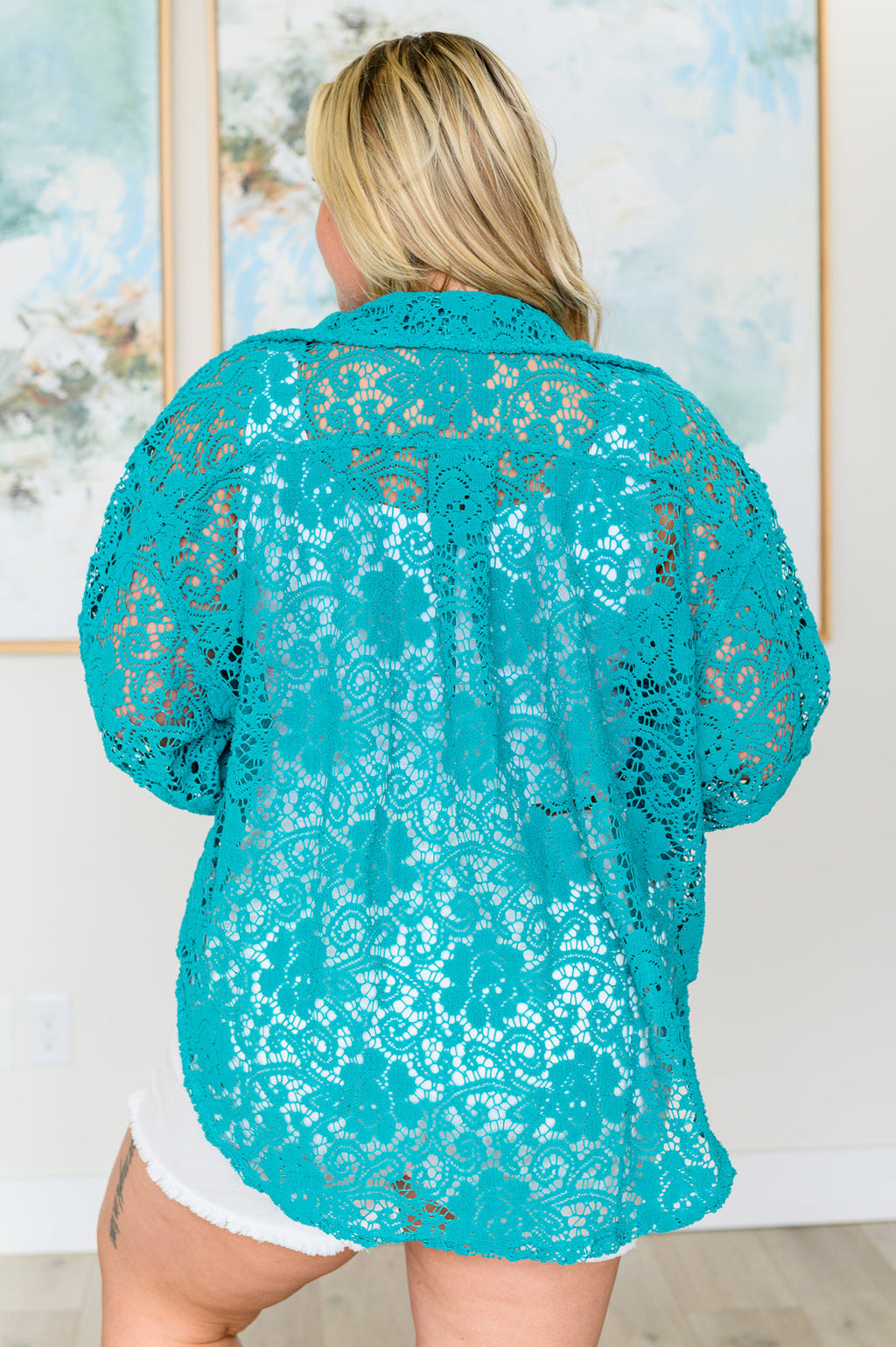 Topped with Lace Button Down in - Tops photo