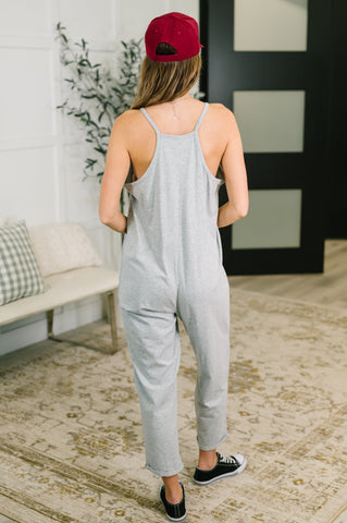 Totally Me Spaghetti Strap Jumpsuit Grey in - Womens photo