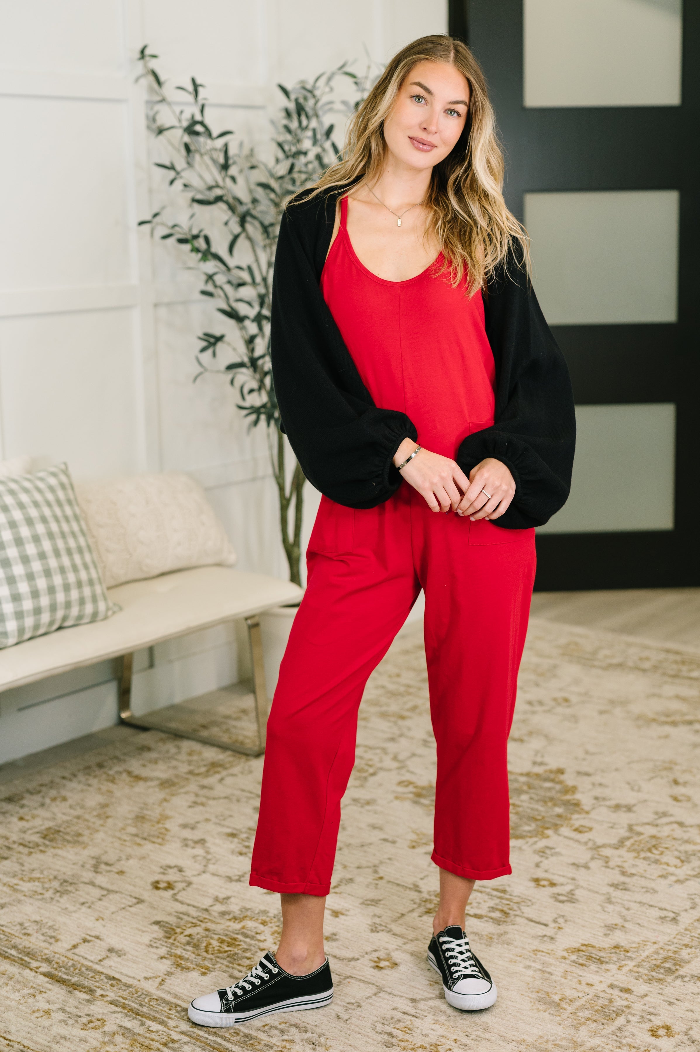 Totally Me Spaghetti Strap Jumpsuit Ruby -