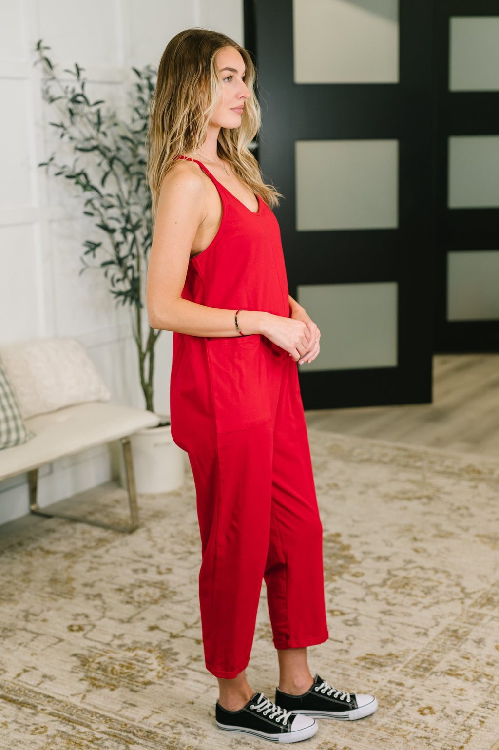 Totally Me Spaghetti Strap Jumpsuit Ruby -