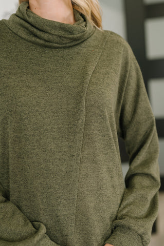 Travel City Scape Turtle Neck Tunic in Olive in - Womens photo