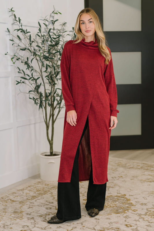 Travel City Scape Turtle Neck Tunic in Wine in - Womens photo