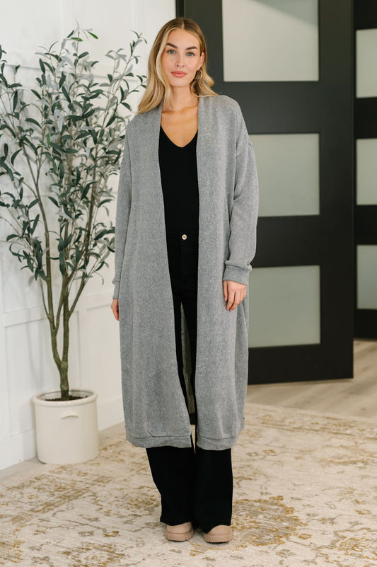 Travel Hideaway Open Front Cardigan in Soft Grey in - Womens photo