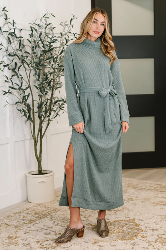 Travel Plush Knit Dress in Soft Teal in - Womens photo