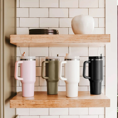 Blush Pink Metal 40 oz Tumbler - SwagglyLife Home & Fashion