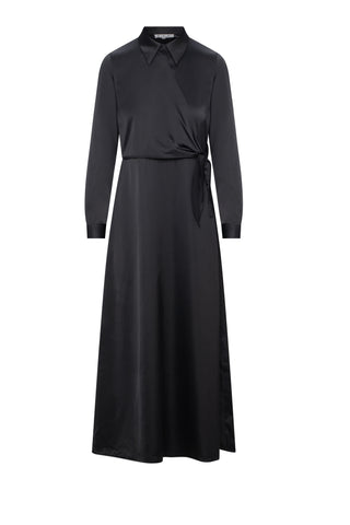Maxi Satin Wrap Shirt Dress in - Ladies Dress photo