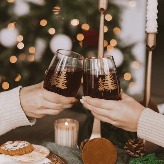 Trees Stemless Wine Glass - Boxed Set of 2 in - wine glass boxed set photo