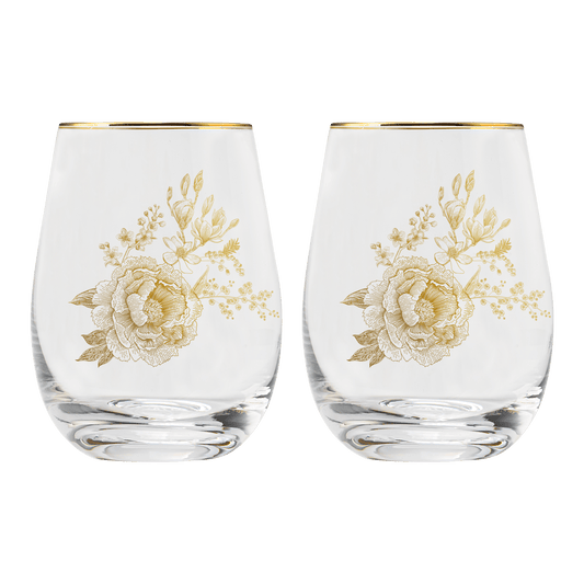 Delft Stemless Wine Glass - Boxed Set of 2 in - wine glass boxed set photo