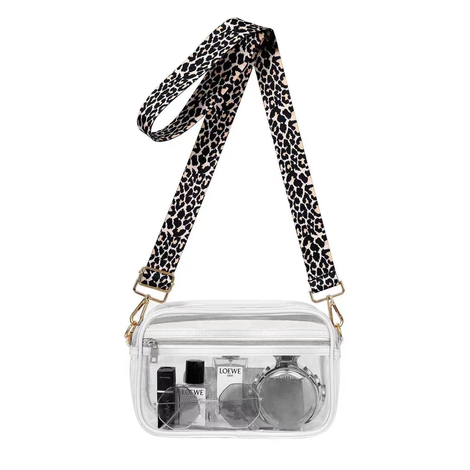 Kendall Leopard Stadium Camera Crossbody in White - photo