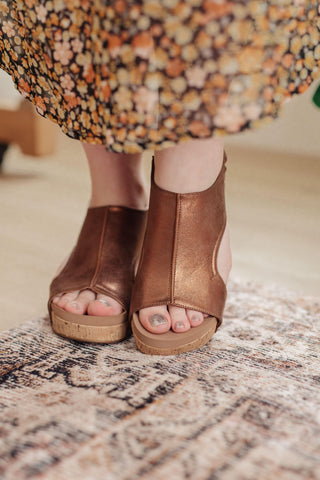 Corky’s Walk This Way Wedge Sandals in Antique Bronze