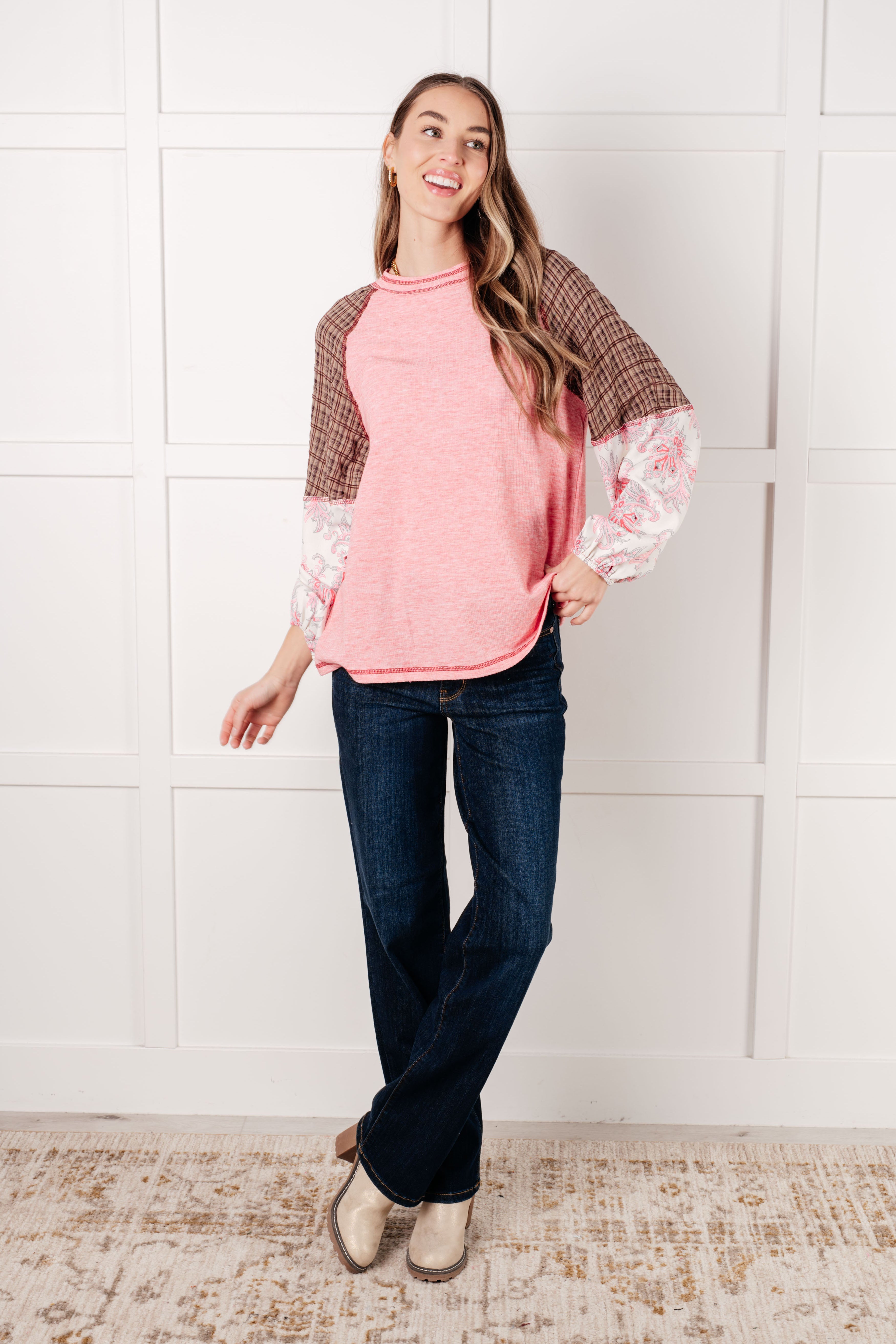 Walk for Miles Floral Color Block Top in - Tops photo