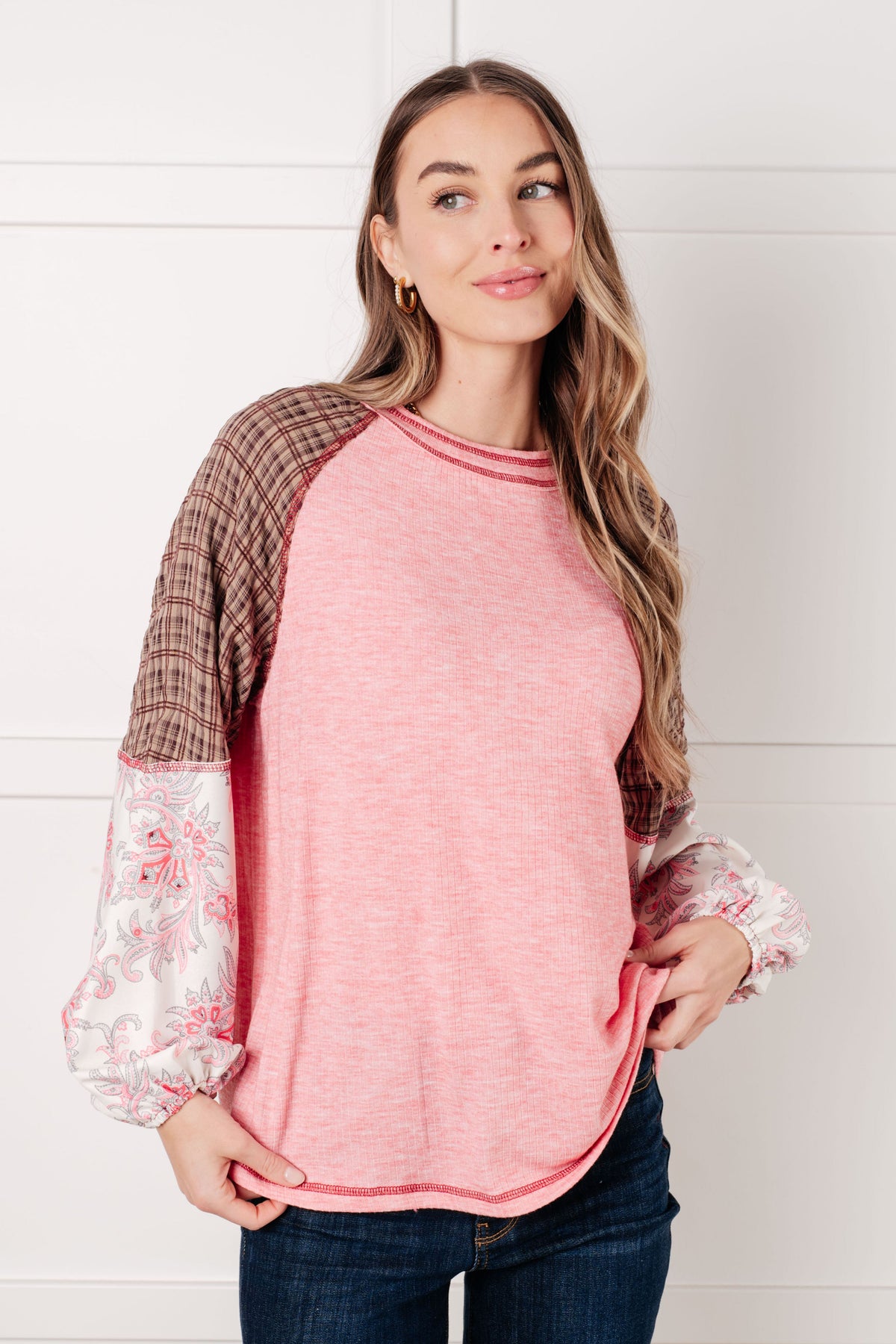 Walk for Miles Floral Color Block Top in - Tops photo