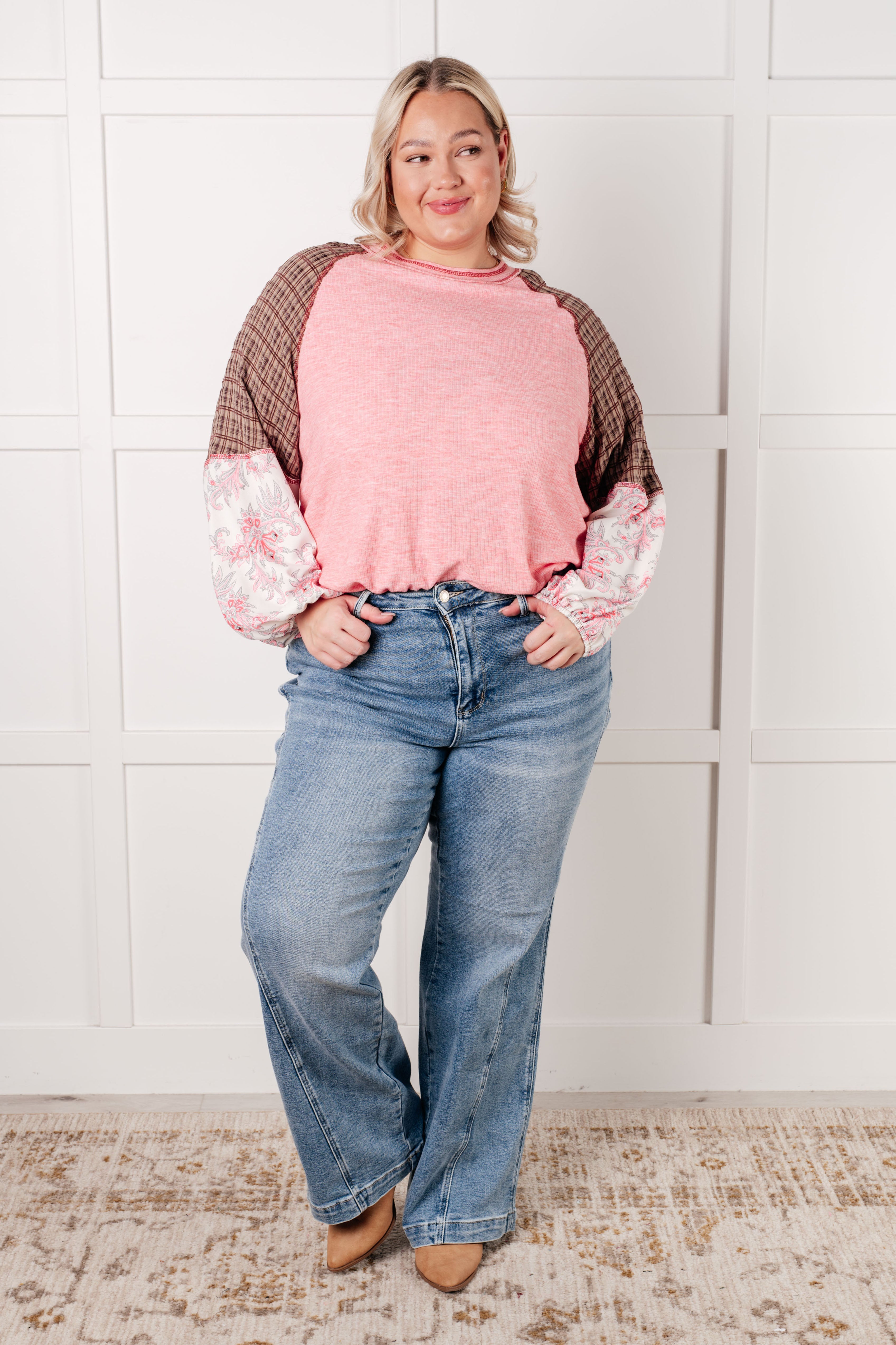 Walk for Miles Floral Color Block Top in - Tops photo