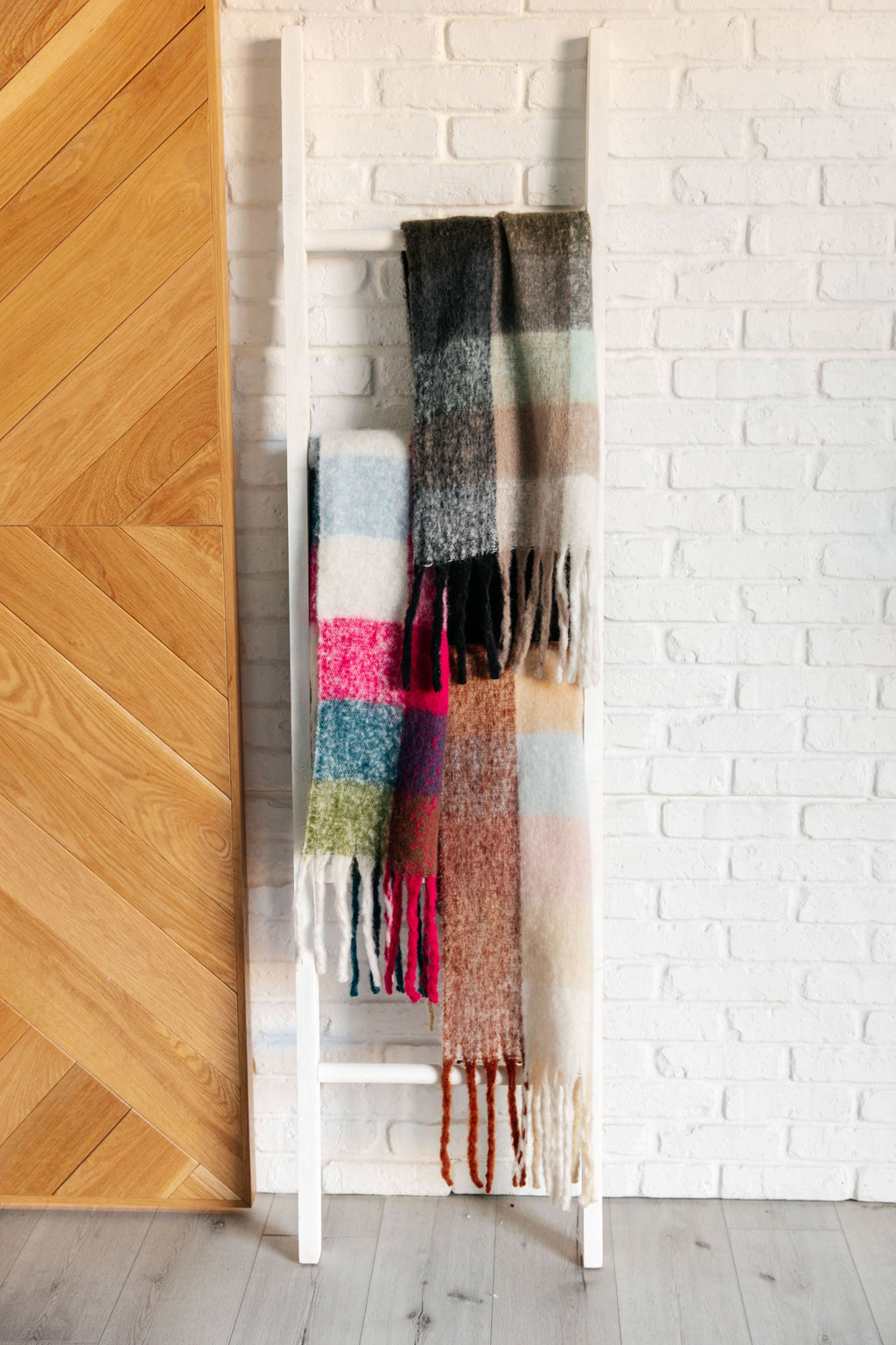 Wanderlust Wrap Oversized Plaid Fringe Scarf in Grey and Jade in - Accessories photo