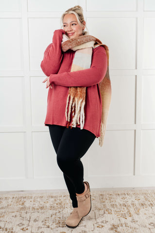 Wanderlust Wrap Oversized Plaid Fringe Scarf in Light Brown in - Accessories photo