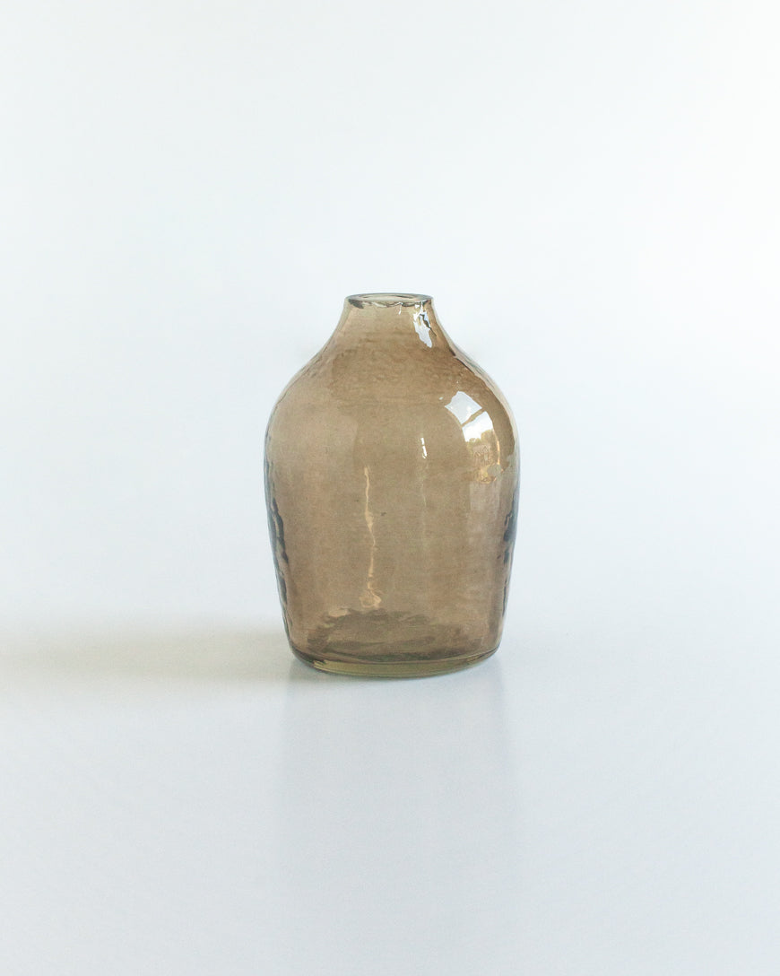 Haley Handblown Hammered Bud Vase - Smoke