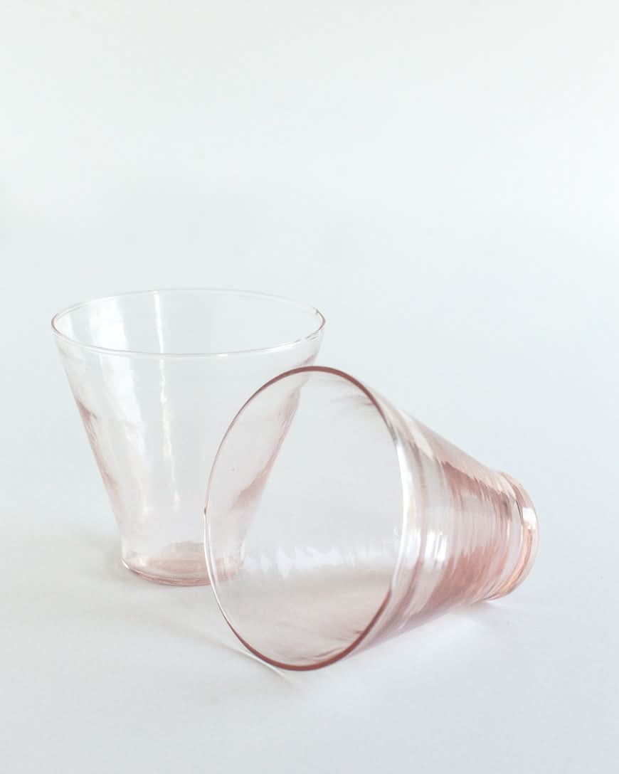 Handblown Hammered Funneled Glasses | Set of 2 in Blush - Kitchen & Dining photo