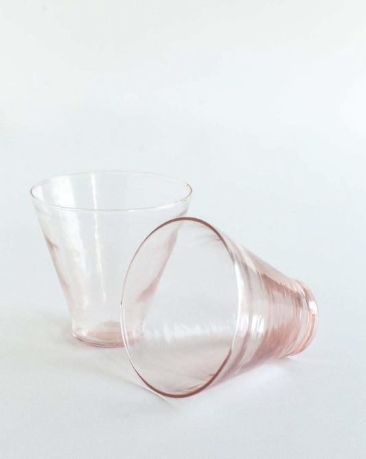 Handblown Hammered Funneled Glasses | Set of 2 in Blush - Kitchen & Dining photo
