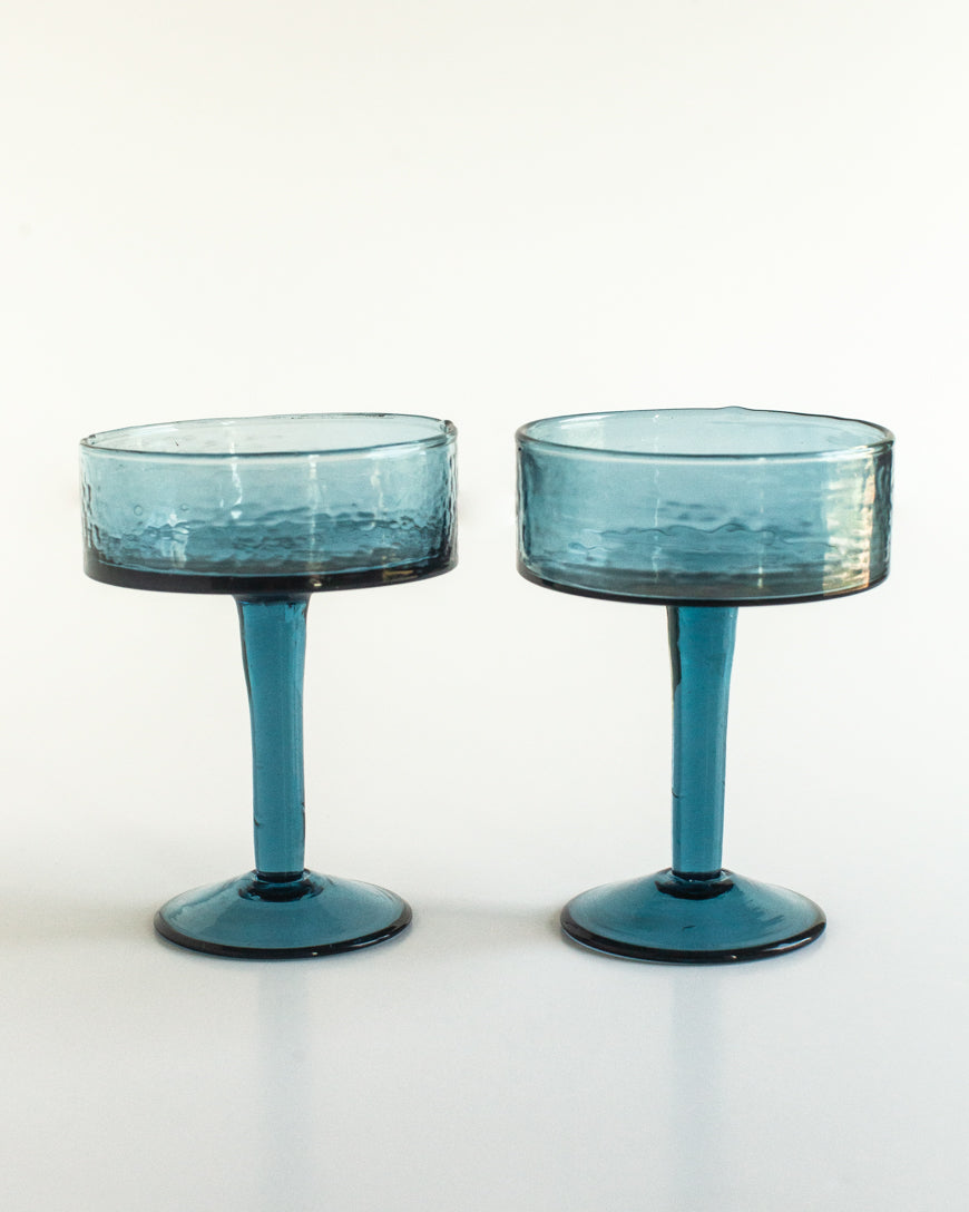 Handblown Hammered Coupe Cocktail Glass Pair - SwagglyLife Home & Fashion