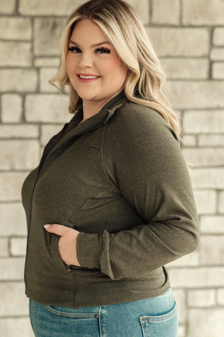 Where Are You Zip Up Jacket in Olive in - Layers photo