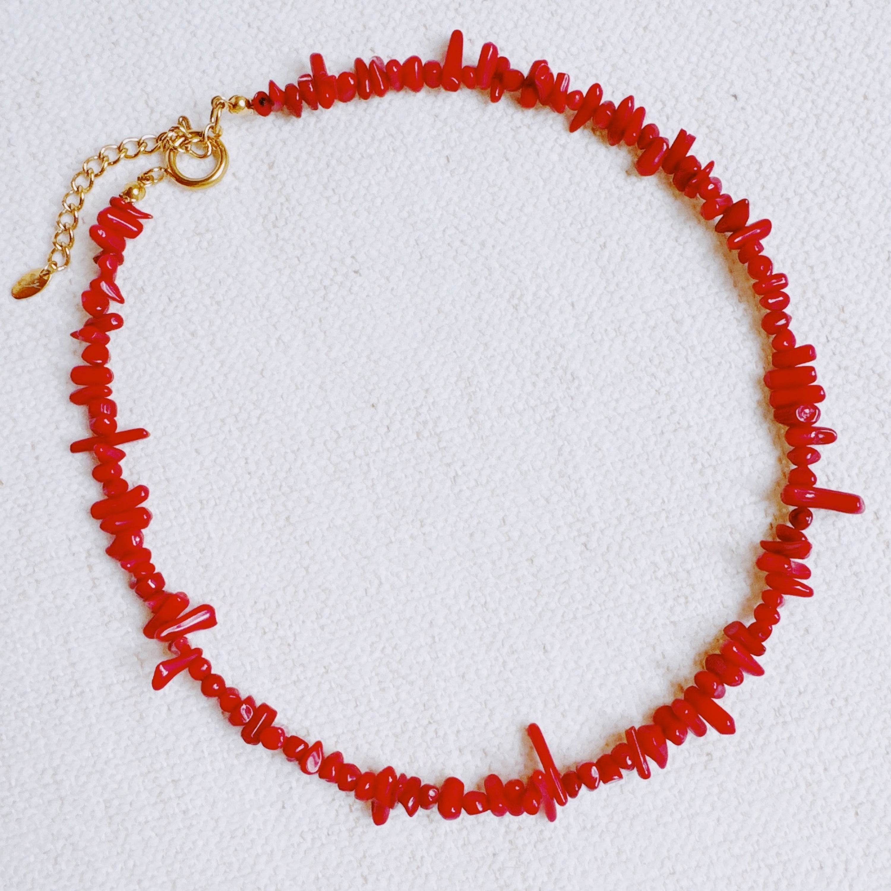 White Sands Coral Reef Necklace – Gold-Plated Coastal Style in Red - Jewelry photo