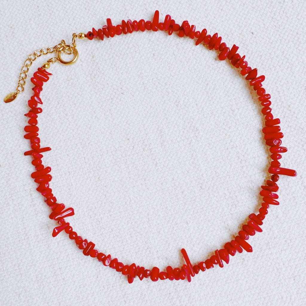 White Sands Coral Reef Necklace – Gold-Plated Coastal Style in Red - Jewelry photo