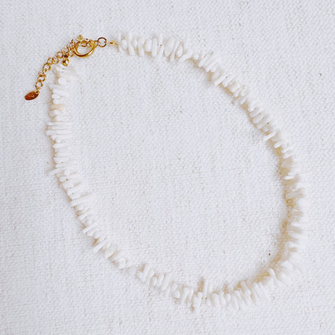 White Sands Coral Reef Necklace – Gold-Plated Coastal Style in White - Jewelry photo