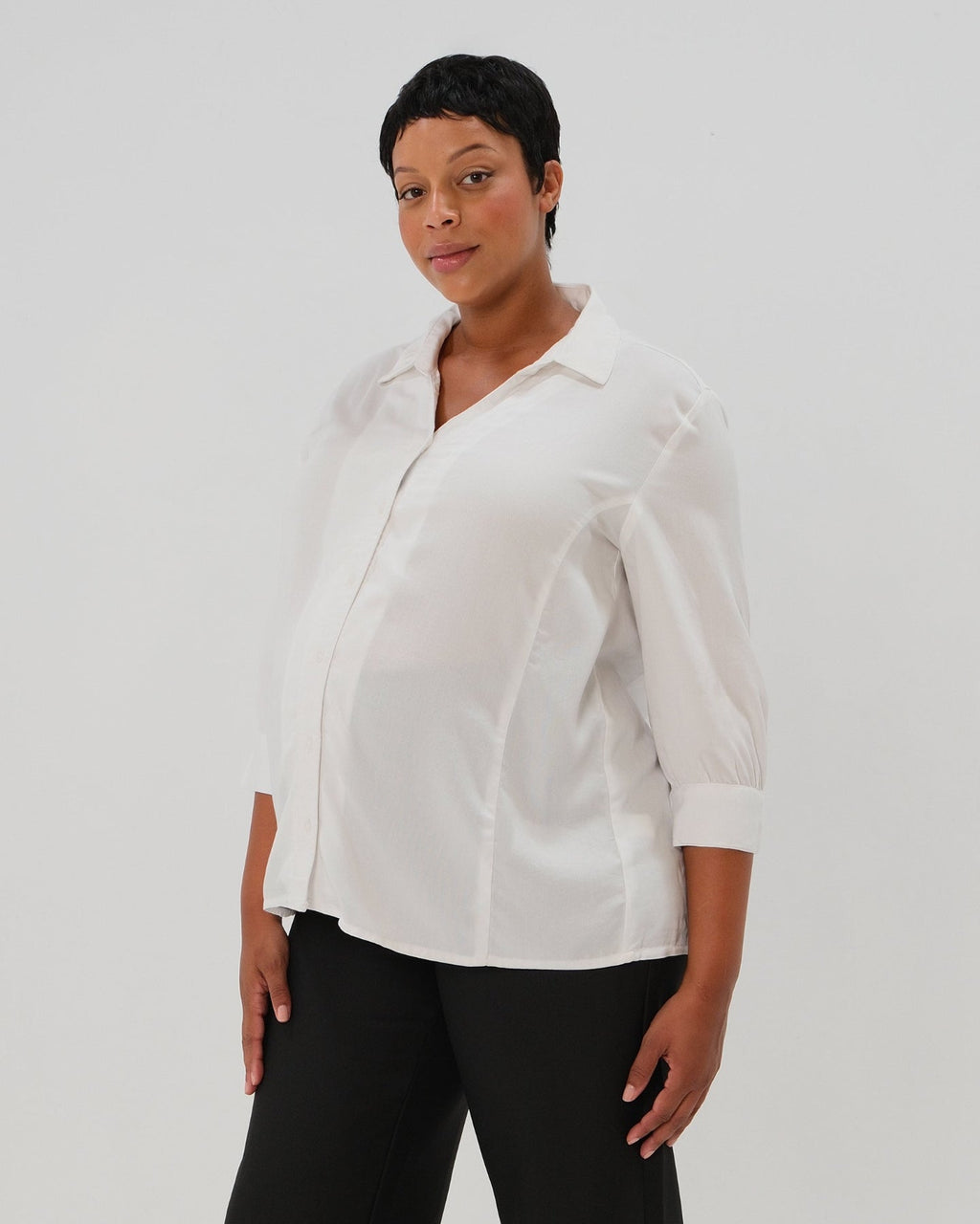 No-Gap Maternity Nursing Button Down Shirt in TENCEL (Regular & Petite) in - Women's Maternity Blouse photo