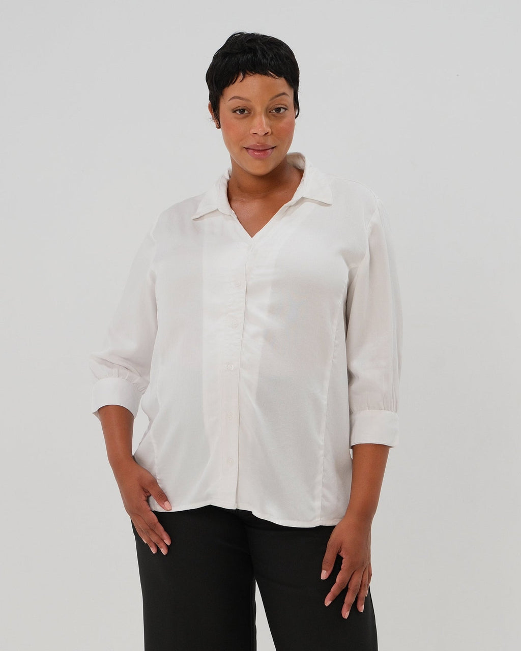 No-Gap Maternity Nursing Button Down Shirt in TENCEL (Regular & Petite) in - Women's Maternity Blouse photo
