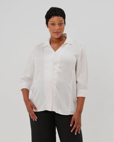 No-Gap Maternity Nursing Button Down Shirt in TENCEL (Regular & Petite) in - Women's Maternity Blouse photo