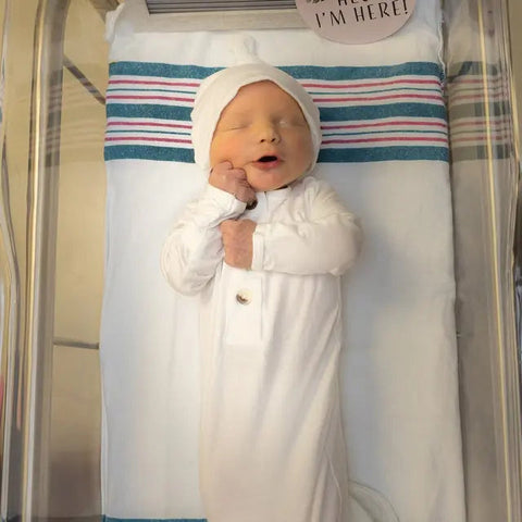 Baby Gowns, Newborn Gowns, Preemie Baby Clothes - White in - Newborn Knotted Baby Gown Sets photo