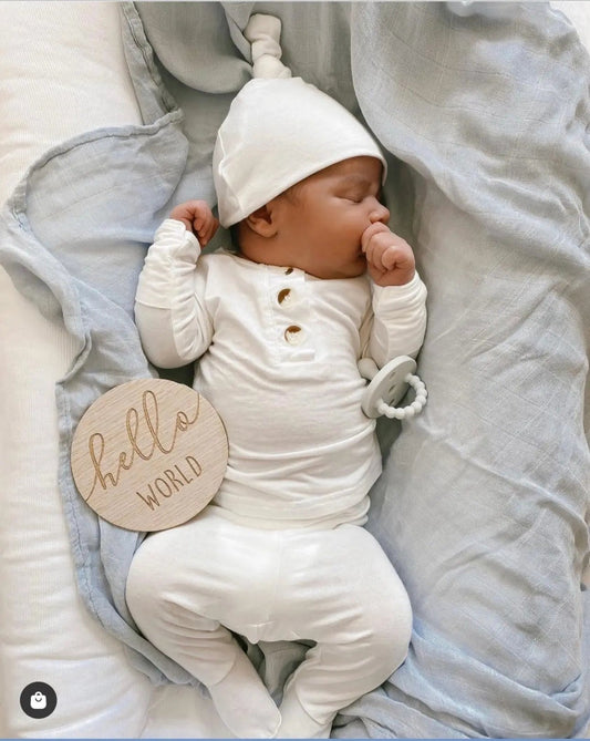 White Newborn Outfit - Baby Coming Home Outfit (Newborn - 12 months) in - Onesies photo