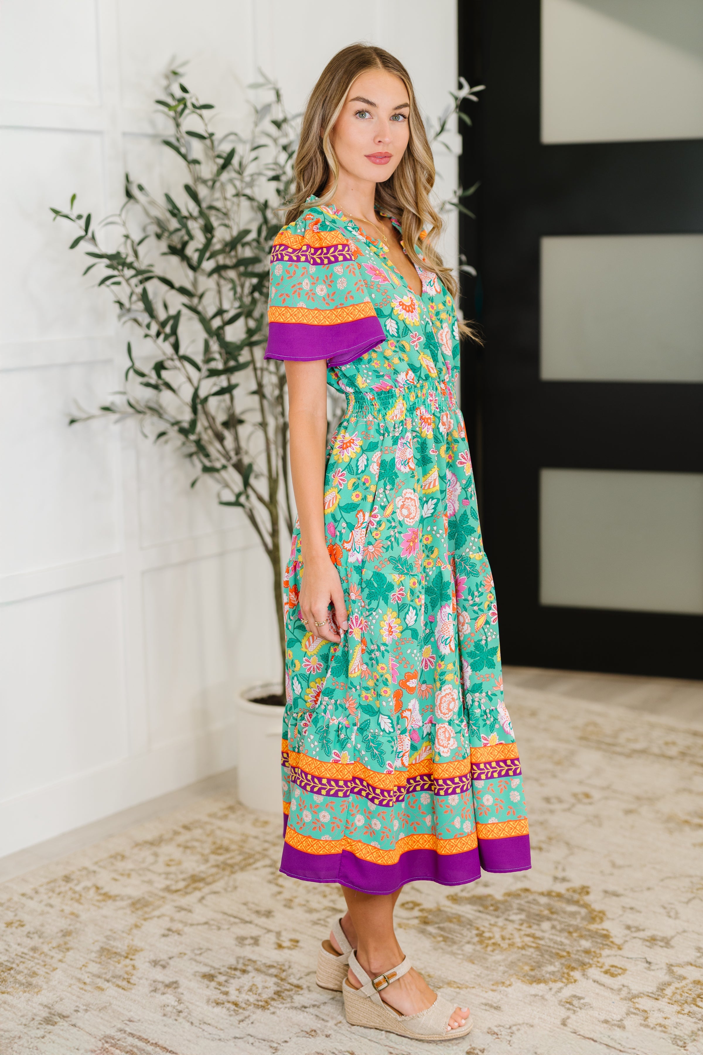 Wildflower Wish Gathered Tier Dress in Mint in - Womens photo