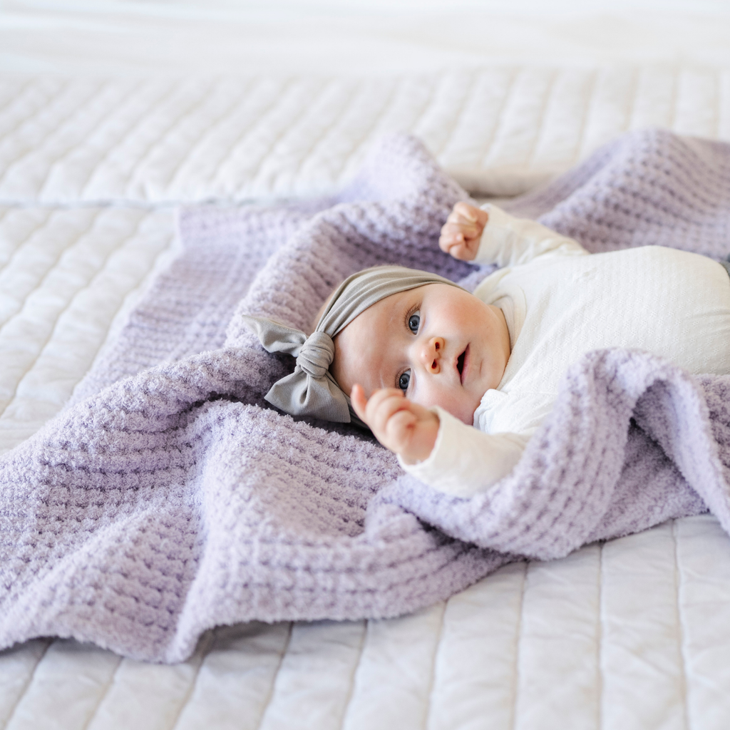 Saranoni Waffle Knit Receiving Blankets in Wisteria - photo