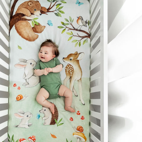 Crib Sheet & Swaddle Baby Gift Set - Enchanted Forest in - Crib Sheet & Swaddle photo