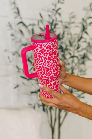 Yes, Girl, Yes Leopard Print Tumbler in Hot Pink in - Womens photo