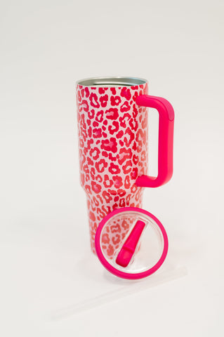 Yes, Girl, Yes Leopard Print Tumbler in Hot Pink in - Womens photo