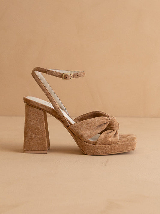 The Zoey | Almond knotted band platform heel in Almond - HEELS photo