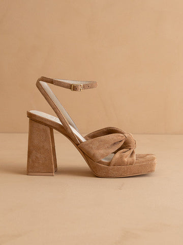 The Zoey | Almond knotted band platform heel in Almond - HEELS photo