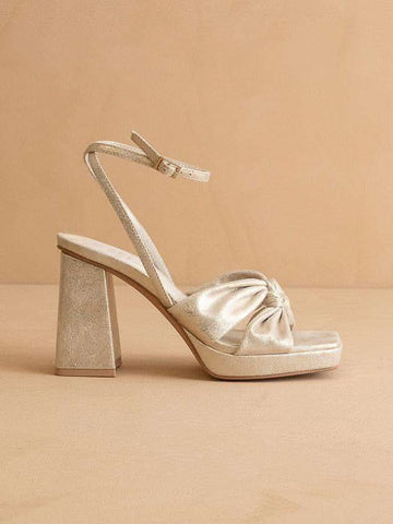 The Zoey | Light Gold knotted band platform heel in Light Gold - HEELS photo