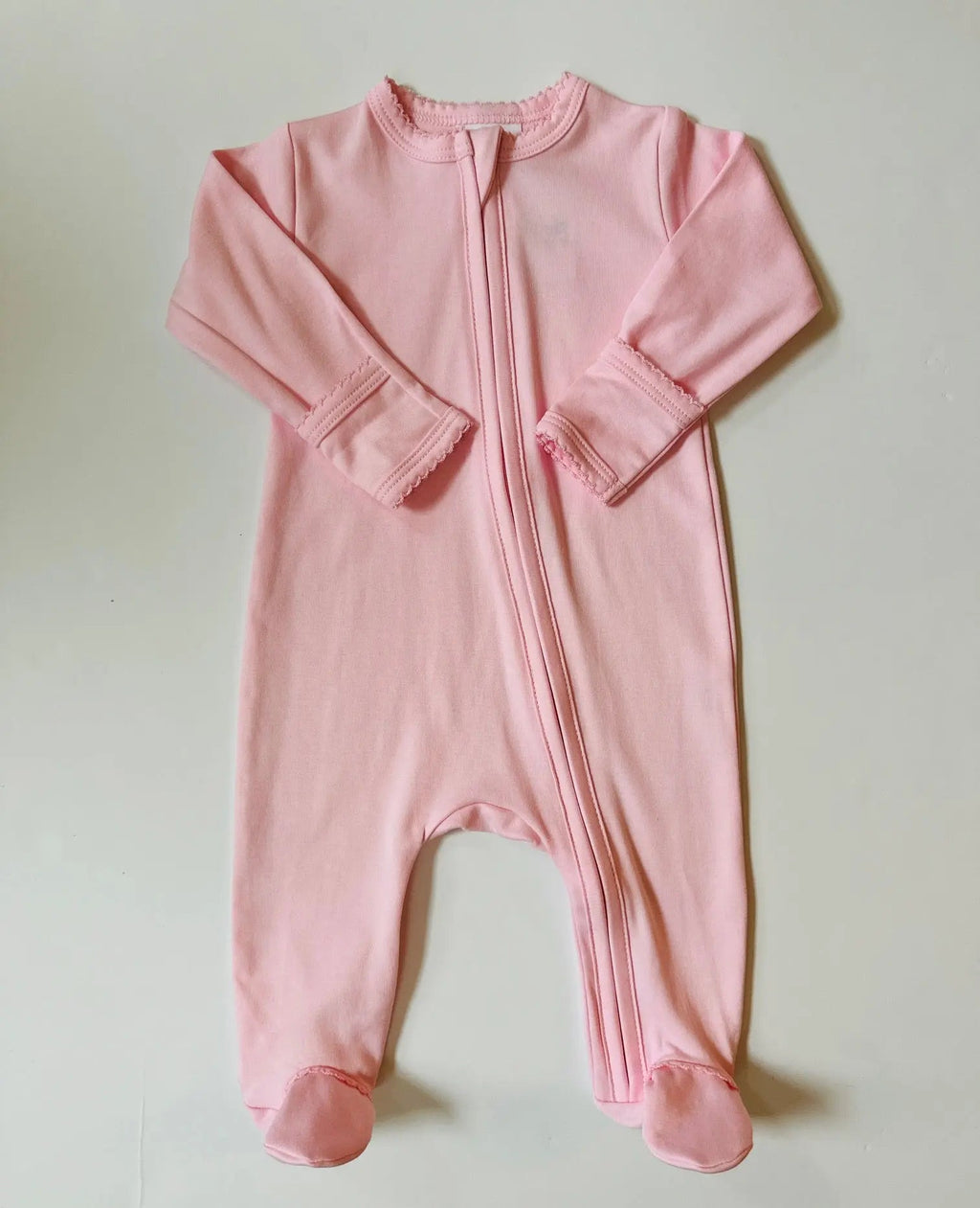 Stroller Society Pima Cotton Zipper Footies Infant Apparel in Baby Pink - Onesies photo
