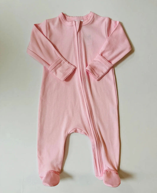 Stroller Society Pima Cotton Zipper Footies Infant Apparel in Baby Pink - Onesies photo