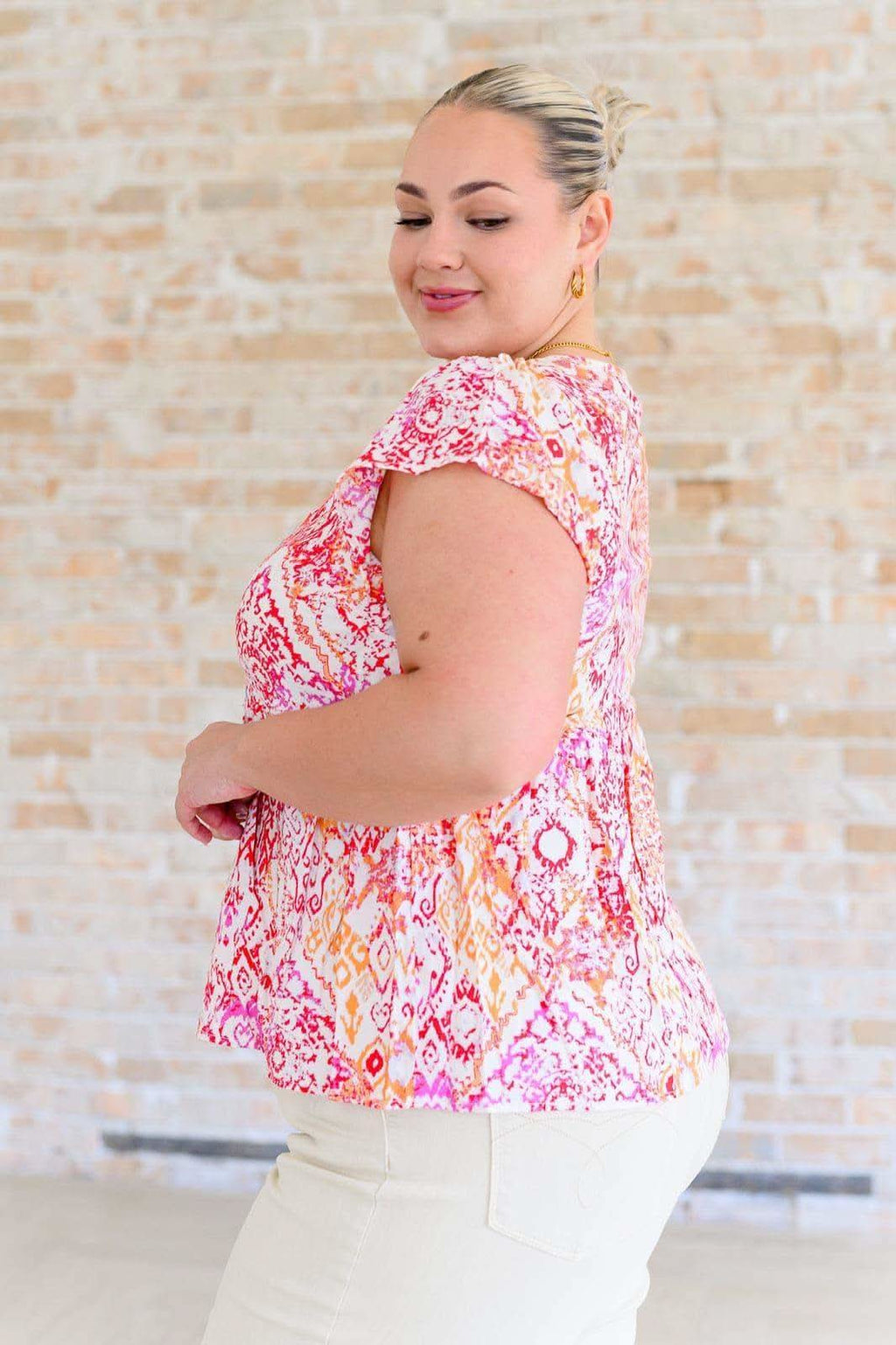 A Matter of Time Flutter Sleeve Top in Multi - SwagglyLife Home & Fashion