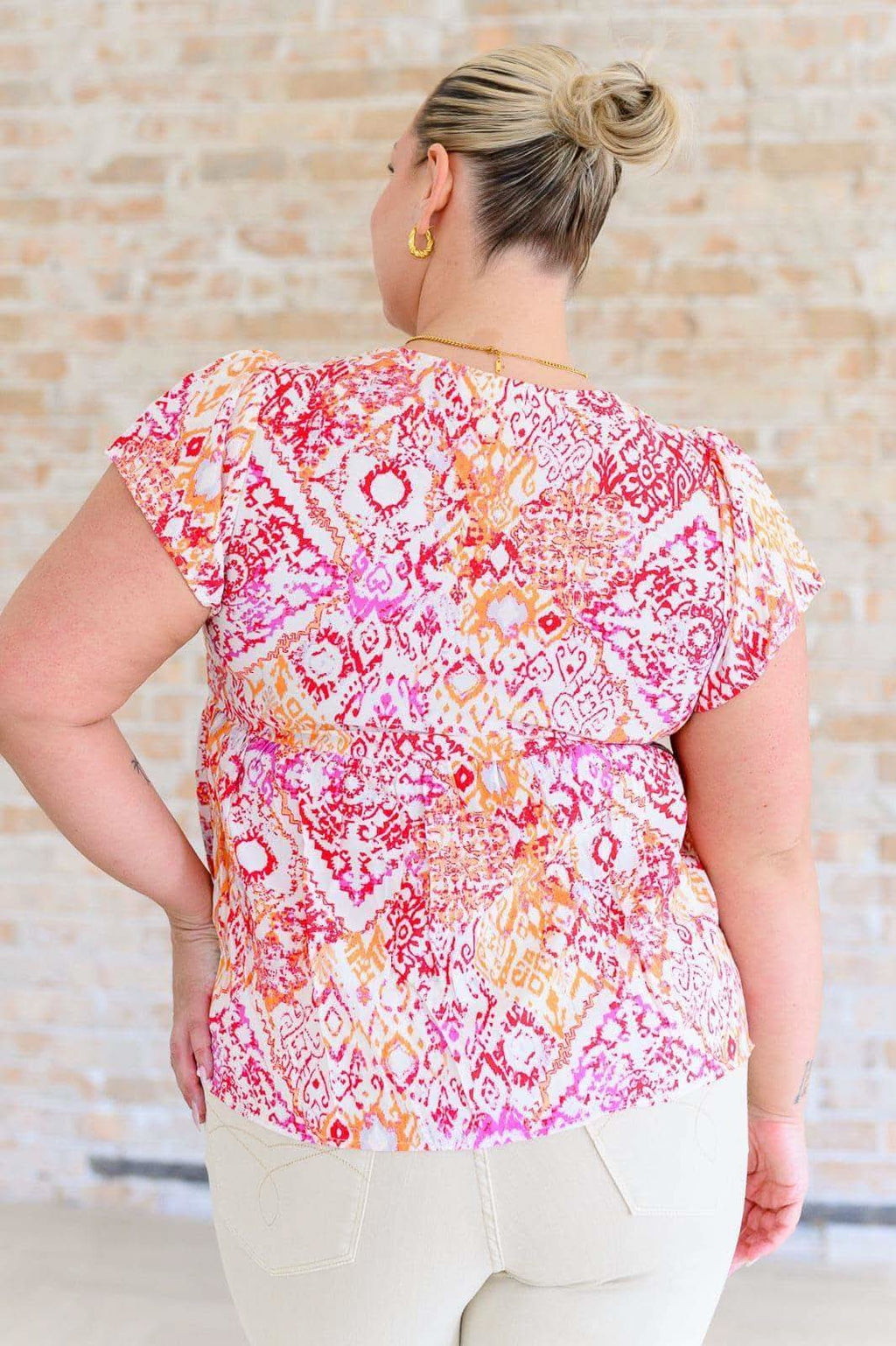A Matter of Time Flutter Sleeve Top in Multi - SwagglyLife Home & Fashion